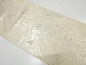 アンティーク　純銀箔　花更紗模様織り出し袋帯（材料）